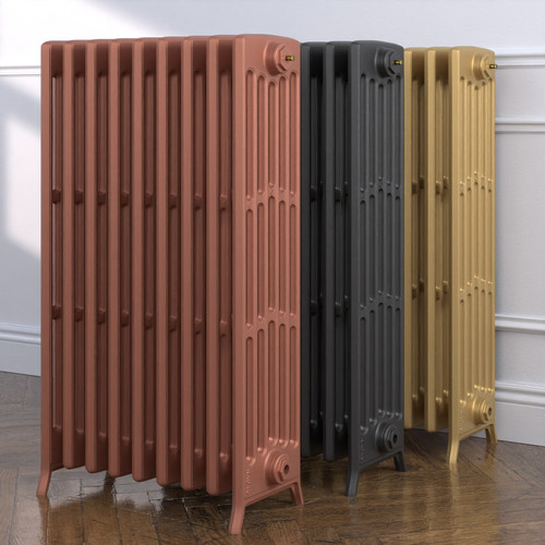 CI-NE-960-6-MET-COPPER-NAT-CAST-GOLD-ALT00 - Georgian 6 Column Cast Iron Radiator H960mm x W756mm