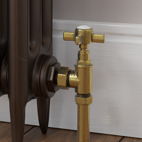 T-MAN-064-AG-UB-CU00 - Winkworth Traditional Manual Angled Unlacquered Brass Radiator Valves with Sleeves