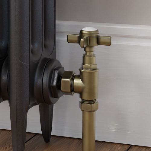 T-MAN-064-AG-AB-CU00 - Winkworth Traditional Manual Angled Antique Brass Radiator Valves with Sleeves