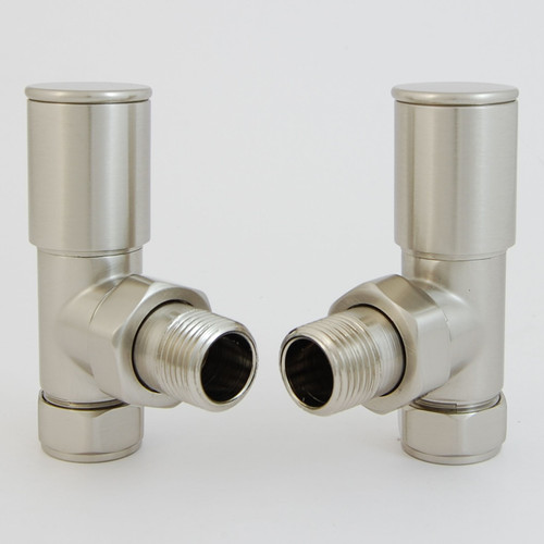 EV-HP15SN - BiWorld Evolve Heavy Pattern Modern Manual Angled Radiator Valve - Silver Nickel