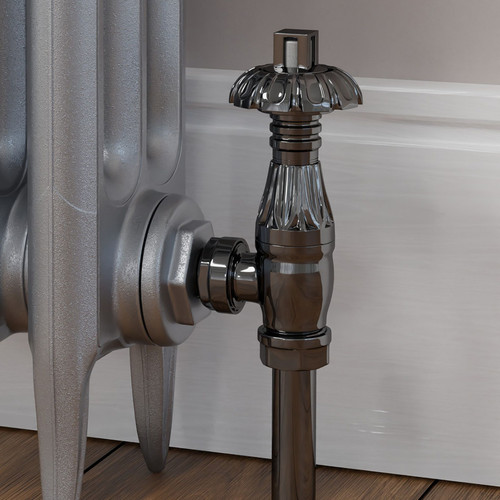 T-TRV-058-AG-BL-CU00 - Petworth Traditional TRV Angled Black Nickel Thermostatic Radiator Valves with Sleeves T-TRV-058-AG-BL-CU00 - Petworth Traditional TRV Angled Black Nickel Thermostatic Radiator Valves with Sleeves