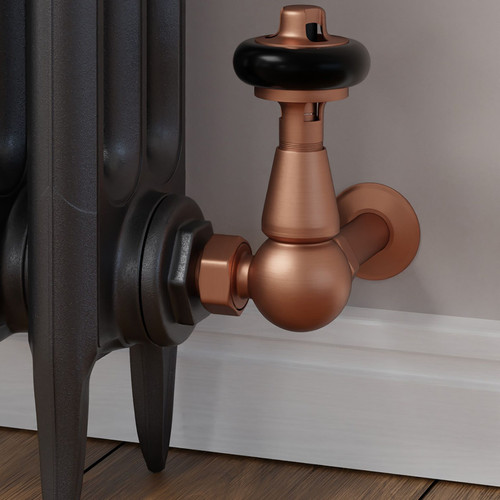 T-MAN-022-CR-BC-CU00 - Eastbury Traditional Manual Corner Brushed Copper Radiator Valves With Sleeves