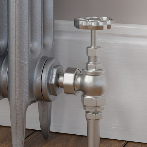T-MAN-038-AG-SN-CU00 - Rufford Traditional Manual Angled Brushed Satin Nickel Radiator Valves With Sleeves
