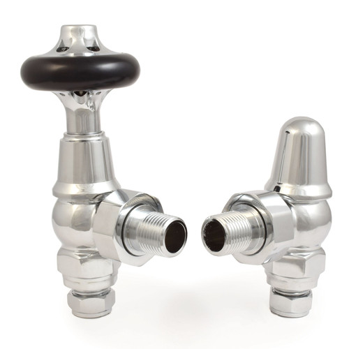 T-MAN-045-AG-C - Chastleton Traditional Manual Angled Chrome Radiator Valves With Sleeves