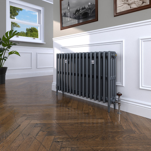 CI-GV4660-16-MET-NAT-CAST-LS00 - Gasta Victorian 4 Column Cast Iron Radiator H660mm x W1023mm
