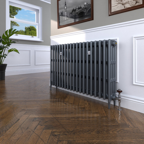CI-GV4760-19-MET-NAT-CAST-LS00 - Gasta Victorian 4 Column Cast Iron Radiator H760mm x W1195mm