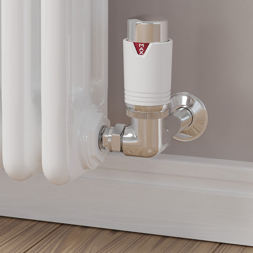 M-TRV-076-CR-CW-CU00 - Exeter Modern TRV Corner Chrome & White Thermostatic Radiator Valve