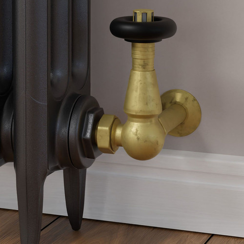 T-TRV-069-CR-UB-CU00 - Jarrow Traditional TRV Corner Unlacquered Brass Thermostatic Radiator Valves