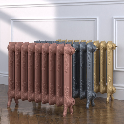 CI-LU560-MET-COPPER-NAT-CAST-GOLD-ALT00 - Lucien 2 Column Cast Iron Radiator H560mm x W2108mm