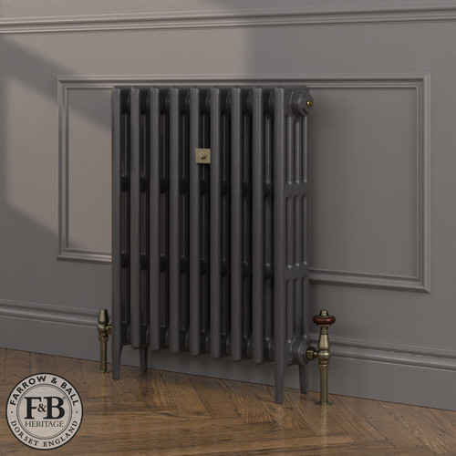 CI-RC760-BLK-FB-LS04 - Richmond Black 4 Column Victorian Cast Iron Radiator H760mm x W2295mm