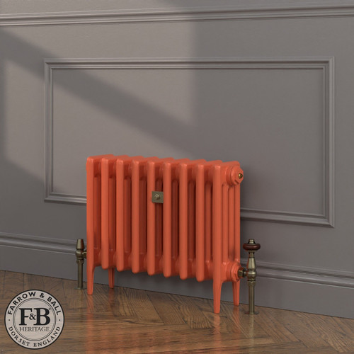 CI-RC460-ORG-FB-LS04 - Richmond Orange 4 Column Victorian Cast Iron Radiator H460mm x W399mm