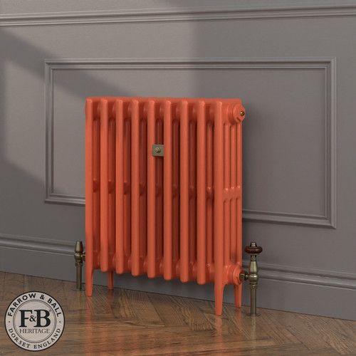 CI-RC660-ORG-FB-LS04 - Richmond Orange 4 Column Victorian Cast Iron Radiator H660mm x W1023mm