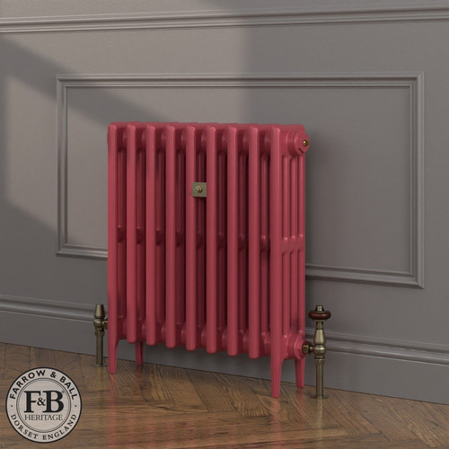 CI-RC660-RED-FB-LS04 - Richmond Red 4 Column Victorian Cast Iron Radiator H660mm x W2197mm