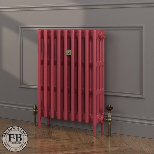 CI-RC760-RED-FB-LS04 - Richmond Red 4 Column Victorian Cast Iron Radiator H760mm x W462mm