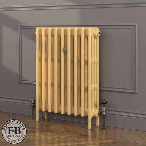 CI-RC760-YEL-FB-LS04 - Richmond Yellow 4 Column Victorian Cast Iron Radiator H760mm x W340mm