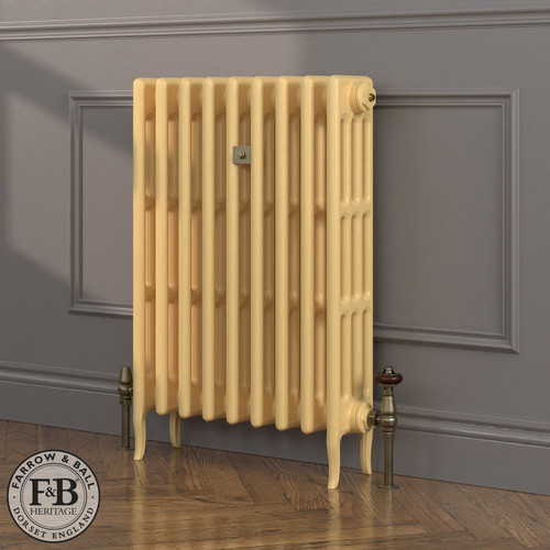 CI-RC813-YEL-FB-LS04 - Richmond Yellow 4 Column Victorian Cast Iron Radiator H813mm x W1957mm
