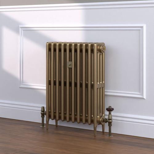 CI-RC660-GLD-TH - Richmond Gold 4 Column Victorian Cast Iron Radiator H660mm x W652mm