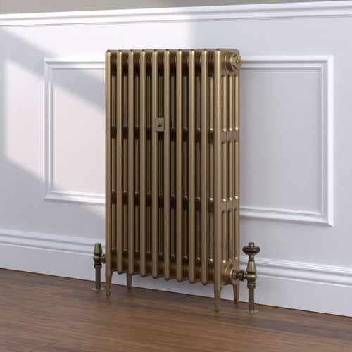 CI-RC813-GLD-TH - Richmond Gold 4 Column Victorian Cast Iron Radiator H813mm x W274mm