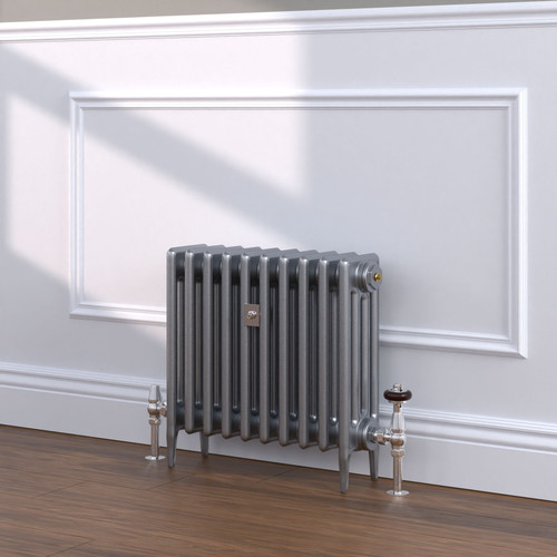 CI-RC460-SIL-TH - Richmond Silver 4 Column Victorian Cast Iron Radiator H460mm x W886mm