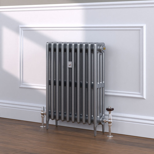 CI-RC660-SIL-TH - Richmond Silver 4 Column Victorian Cast Iron Radiator H660mm x W1826mm