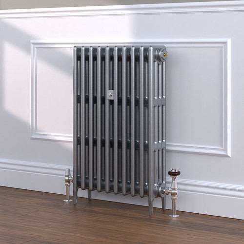 CI-RC760-SIL-TH - Richmond Silver 4 Column Victorian Cast Iron Radiator H760mm x W1806mm