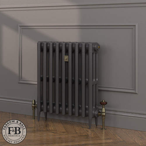 CI-SH645-BLK-FB-LS04 - Shelbourne Black 3 Column Victorian Cast Iron Radiator H645mm x W940mm