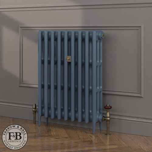 CI-SH745-BLU-FB-LS04 - Shelbourne Blue 3 Column Victorian Cast Iron Radiator H745mm x W1446mm