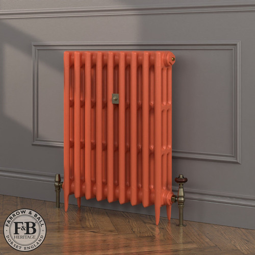 CI-SH745-ORG-FB-LS04 - Shelbourne Orange 3 Column Victorian Cast Iron Radiator H745mm x W2183mm