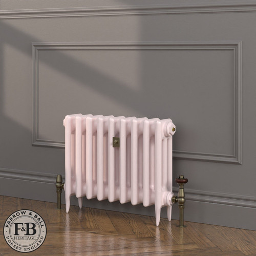 CI-SH450-PNK-FB-LS04 - Shelbourne Pink 3 Column Victorian Cast Iron Radiator H450mm x W632mm