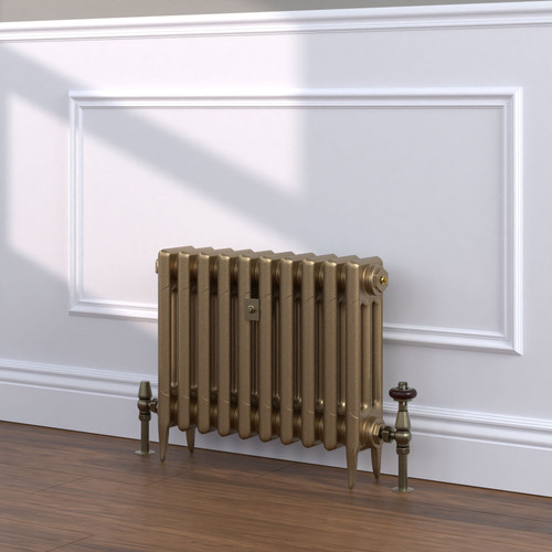 CI-SH450-GLD-TH - Shelbourne Gold 3 Column Victorian Cast Iron Radiator H450mm x W692mm CI-SH450-GLD-TH - Shelbourne Gold 3 Column Victorian Cast Iron Radiator H450mm x W692mm