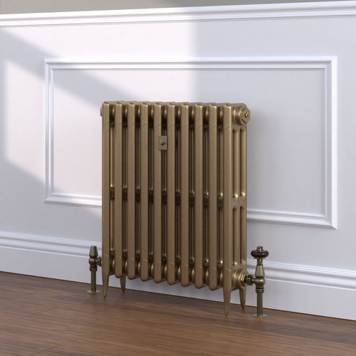 CI-SH645-GLD-TH - Shelbourne Gold 3 Column Victorian Cast Iron Radiator H645mm x W1967mm
