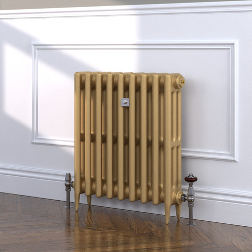 CI-SH645-GLD-TH - Shelbourne Gold 3 Column Victorian Cast Iron Radiator H645mm x W2390mm