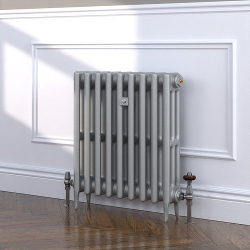 CI-SH645-SIL-TH - Shelbourne Silver 3 Column Victorian Cast Iron Radiator H645mm x W2148mm