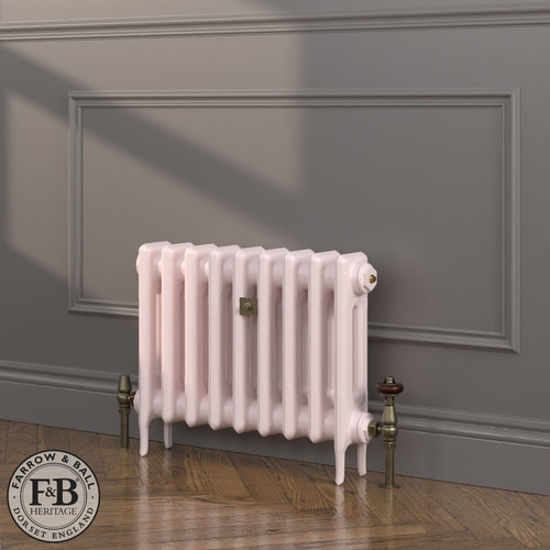 CI-RK460-PNK-FB-LS04 - Rook Pink 2 Column Victorian Cast Iron Radiator H460mm x W1065mm