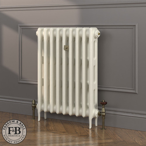 CI-RK760-WHT-FB-LS04 - Rook White 2 Column Victorian Cast Iron Radiator H760mm x W591mm