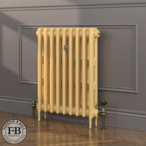 CI-RK760-YEL-FB-LS04 - Rook Yellow 2 Column Victorian Cast Iron Radiator H760mm x W653mm