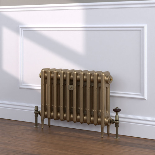 CI-RK460-GLD-TH - Rook Gold 2 Column Victorian Cast Iron Radiator H460mm x W1429mm