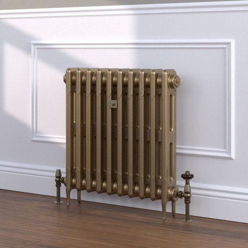 CI-RK660-GLD-TH - Rook Gold 2 Column Victorian Cast Iron Radiator H660mm x W1505mm