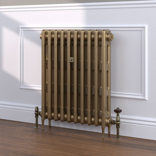 CI-RK760-GLD-TH - Rook Gold 2 Column Victorian Cast Iron Radiator H760mm x W2386mm