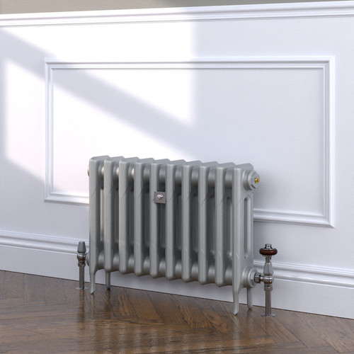 CI-RK460-SIL-TH - Rook Silver 2 Column Victorian Cast Iron Radiator H460mm x W580mm