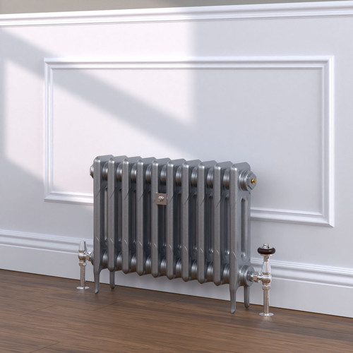 CI-RK460-SIL-TH - Rook Silver 2 Column Victorian Cast Iron Radiator H460mm x W1004mm