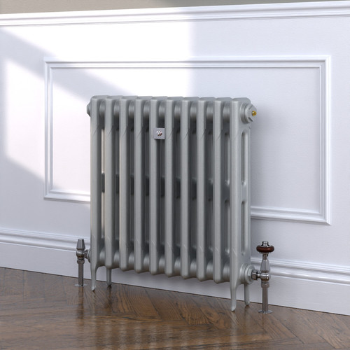 CI-RK660-SIL-TH - Rook Silver 2 Column Victorian Cast Iron Radiator H660mm x W1260mm