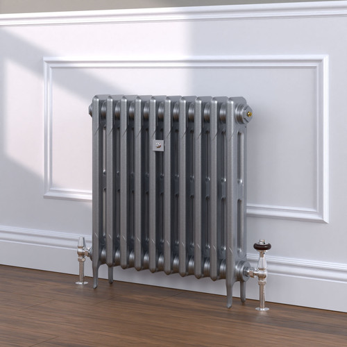 CI-RK660-SIL-TH - Rook Silver 2 Column Victorian Cast Iron Radiator H660mm x W2486mm