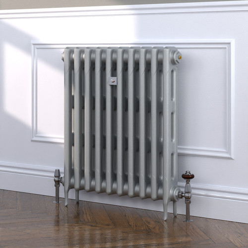 CI-RK760-SIL-TH - Rook Silver 2 Column Victorian Cast Iron Radiator H760mm x W1520mm