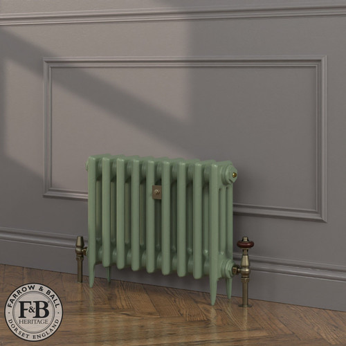 CI-SH450-GRN-FB-LS04 - Shelbourne Green 3 Column Victorian Cast Iron Radiator H450mm x W1530mm