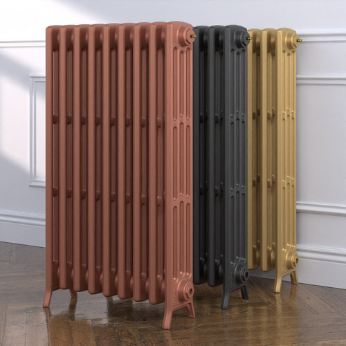 CI-NE-960-4-MET-COPPER-NAT-CAST-GOLD-ALT00 - Georgian 4 Column Electric Cast Iron Radiator H960mm x W633mm