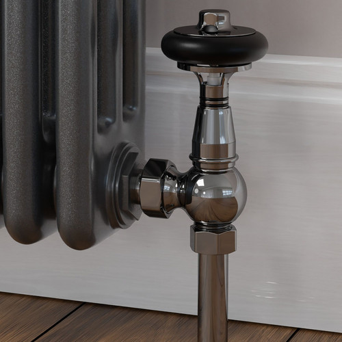 T-TRV-031-AG-BL-CU00 - Ascott Traditional TRV Angled Black Nickel Radiator Valves