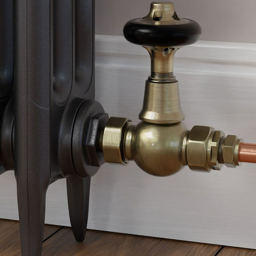 T-TRV-044-ST-AB-CU00 - Alfriston Traditional TRV Straight Antique Brass Thermostatic Radiator Valves