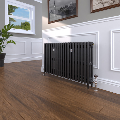 CI-SH645-20-MET-NAT-CAST-LS00 - Shelbourne 3 Column Victorian Cast Iron Radiator H645mm x W1786mm