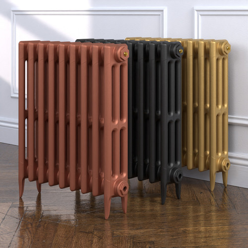 CI-SH-645-MET-COPPER-NAT-CAST-GOLD-ALT00 - Shelbourne 3 Column Victorian Cast Iron Radiator H645mm x W1121mm